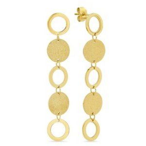 18k Gold Plated Open & Closed Circle Polished Drop Push back Closure Earrings